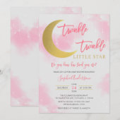 Roze meisje Twinkle Twinkle Little Star Baby showe Kaart (Voorkant / Achterkant)