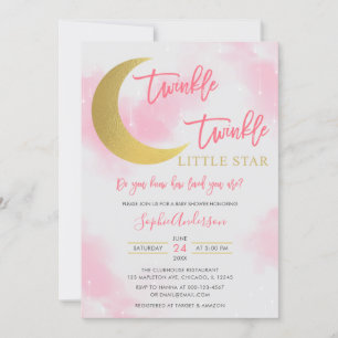 Roze meisje Twinkle Twinkle Little Star Baby showe Kaart