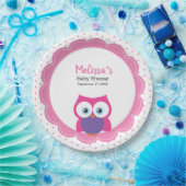 Roze Meisje Uil Charmant Schattige Expressive Eyes Papieren Bordje (Feest)