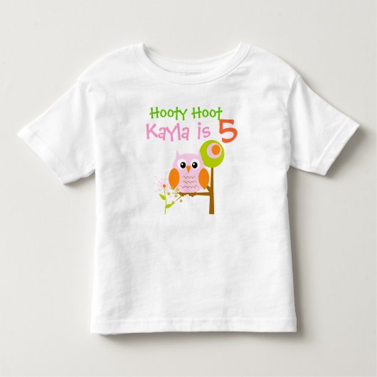Roze Meisje Uil Gepersonaliseerde Verjaardag T-shi Kinder Shirts (Voorkant)