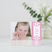 -roze-meisje-uitnodiging op verjaardag kaart (Staand voorkant)