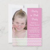 -roze-meisje-uitnodiging op verjaardag kaart (Achterkant)