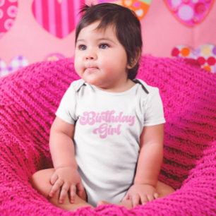 Roze meisje van 1 eerste verjaardag romper