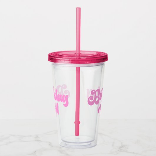 Roze meisje van de geboorte acryl drinkbeker (Rechts)