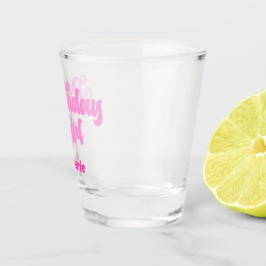 Roze meisje van de geboorte shot glas (Rechts)