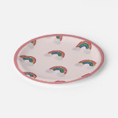 Roze Meisje Verjaardag Rainbow Papieren Bordje (Gekanteld)