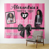 ROZE Meisje Verjaardagsfeestje Aangepaste foto elk Wandkleed (In Situ (horizontaal))