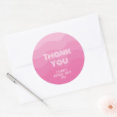 Roze Meisje Verjaardagsfeestje Dank u Ronde Sticker (Envelop)
