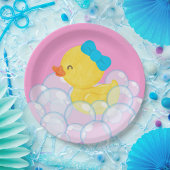 Roze Meisje Waterverf Rubber Duck Party Papieren Bordje