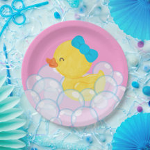 Roze Meisje Waterverf Rubber Duck Party