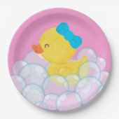 Roze Meisje Waterverf Rubber Duck Party Papieren Bordje (Voorkant)