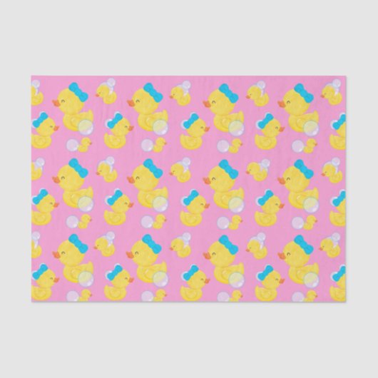 Roze Meisje Waterverf Rubber Ducky Tissuepapier (Voorkant)