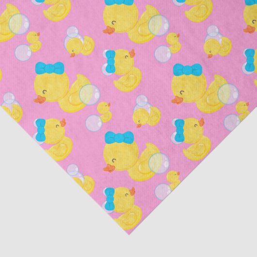 Roze Meisje Waterverf Rubber Ducky Tissuepapier (Detail)