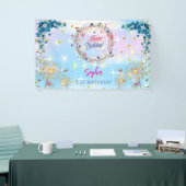 Roze Meisje Welkom Bloemen waterverf Verjaardagsfe Spandoek (Beurs)