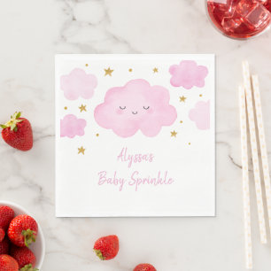 Roze Meisje Wolk Sterren Baby Strooigoed Servet