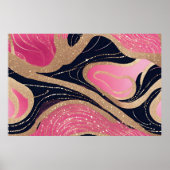 Roze Meisje Zwart Goud Glitter Modern Art Poster (Voorkant)