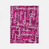 Roze Meisje's Allover Naam Collage Gepersonaliseer Fleece Deken (Voorkant)