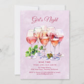 Roze Meisjes Avond Wijn  Kaart (Voorkant)