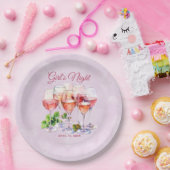 Roze Meisjes Avond Wijn Papieren Bordje (Feest)