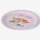 Roze Meisjes Avond Wijn Papieren Bordje (Gekanteld)