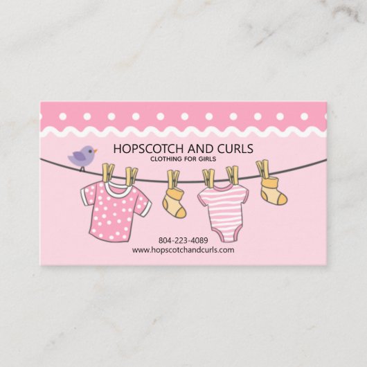 Roze Meisjes Baby Boutique Visitekaartje (Voorkant)