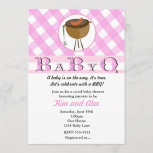 Roze Meisjes Baby Shower BBQ BabyQ Zomer Uitnodigi Kaart