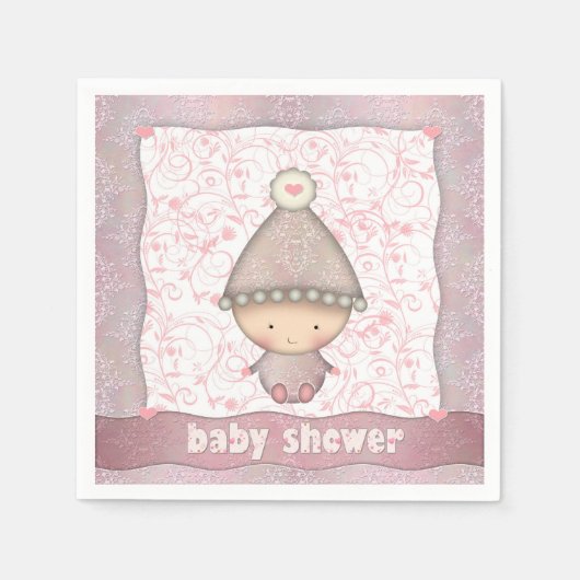 Roze meisjes Baby shower servetten (Voorkant)