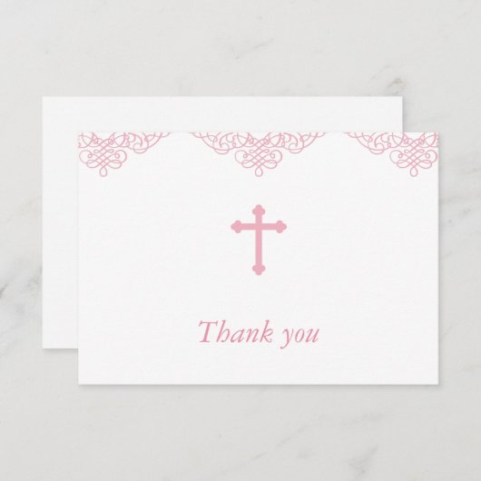 Roze meisjes Baptism/Christening Bedankt (Voorkant / Achterkant)