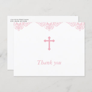 Roze meisjes Baptism/Christening Bedankt Briefkaart