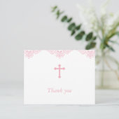 Roze meisjes Baptism/Christening Bedankt Briefkaart (Staand voorkant)