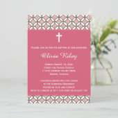 Roze meisjes Baptism Christening Uitnodiging (Staand voorkant)