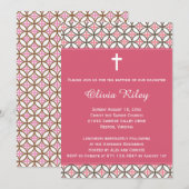 Roze meisjes Baptism Christening Uitnodiging (Voorkant / Achterkant)