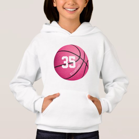 Roze meisjes basketbal gepersonaliseerd (Voorkant)