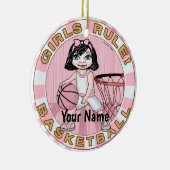 Roze meisjes basketbal keramisch ornament (Rechts)