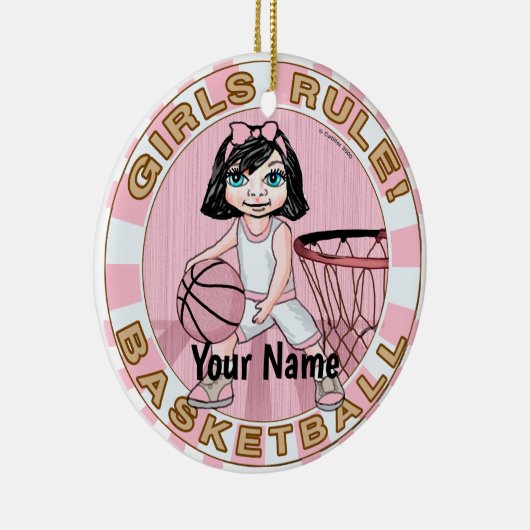 Roze meisjes basketbal keramisch ornament (Rechts)