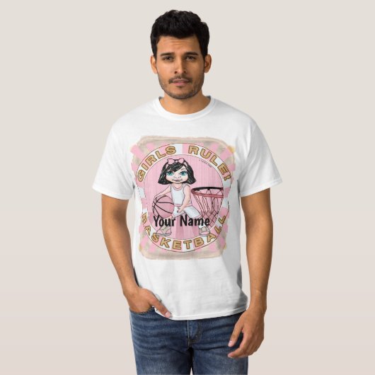 Roze Meisjes Basketbal T-shirt (Voorkant volledig)