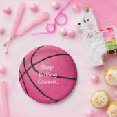 roze meisjes basketbal verjaardag_teamparty papieren bordje (Feest)