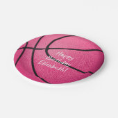 roze meisjes basketbal verjaardag_teamparty papieren bordje (Gekanteld)