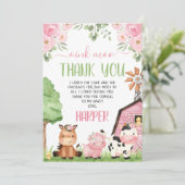 Roze Meisjes Bloemen Boerderij Verjaardag Dank u k Kaart (Staand voorkant)