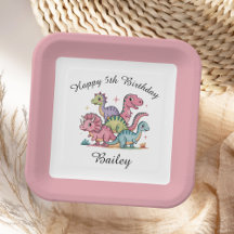 Roze meisjes dinosaurus verjaardag