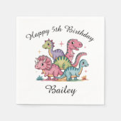 Roze meisjes dinosaurus verjaardag servet (Voorkant)