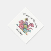 Roze meisjes dinosaurus verjaardag servet (Hoek)