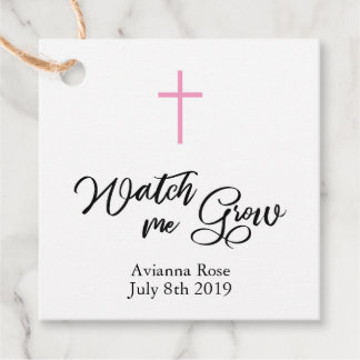 Roze Meisjes Doop Doop Plant Favor Tag Bedankjes Labels