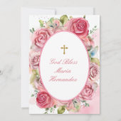 Roze meisjes doop uitnodiging (Achterkant)