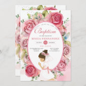 Roze meisjes doop uitnodiging (Voorkant / Achterkant)