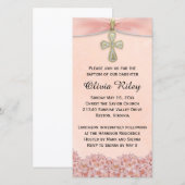 Roze meisjes doop uitnodiging (Voorkant / Achterkant)