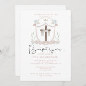 Roze meisjes eerste doop uitnodiging (Voorkant / Achterkant)