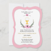 Roze Meisjes Eerste Heilige Communie Uitnodigingen (Voorkant)