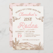 Roze Meisjes Eerste Rodeo 21ste Verjaardag Kaart (Voorkant / Achterkant)