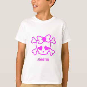 Roze meisjes emo schedel met boegnaam shirt
